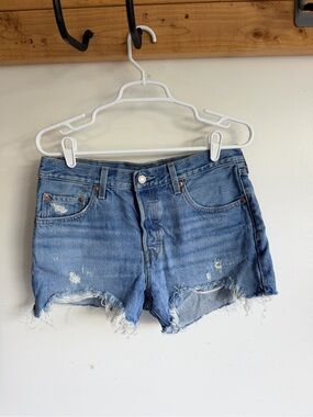 Levi's Light Blue Distressed Denim Cutoff Shorts